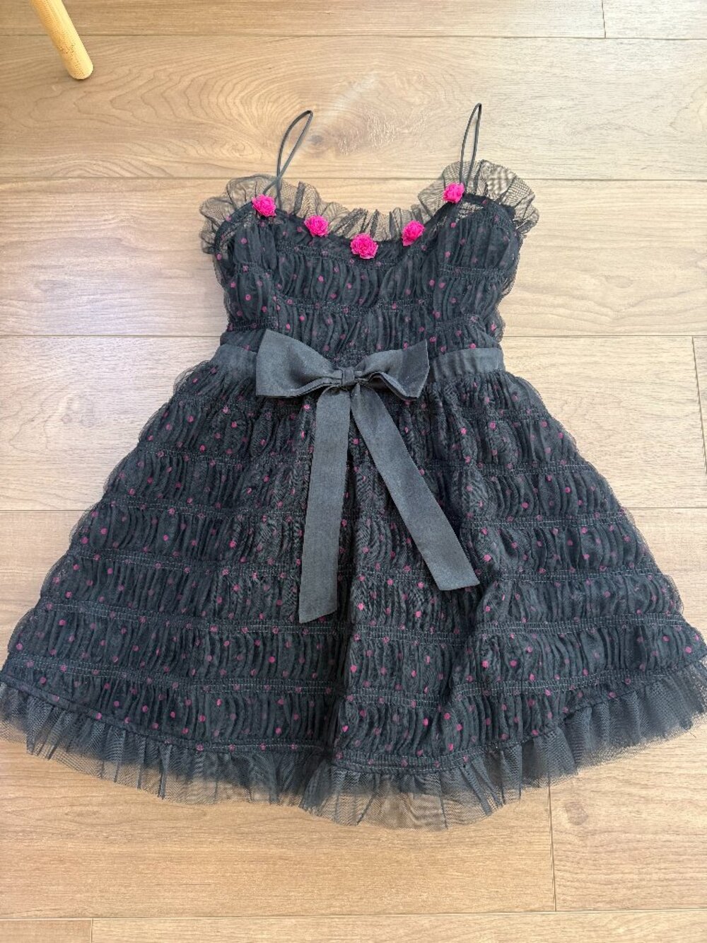 Revolve For Love and Lemons Delphina Mini Dress, Size S, black & pink - Picture 1 of 3